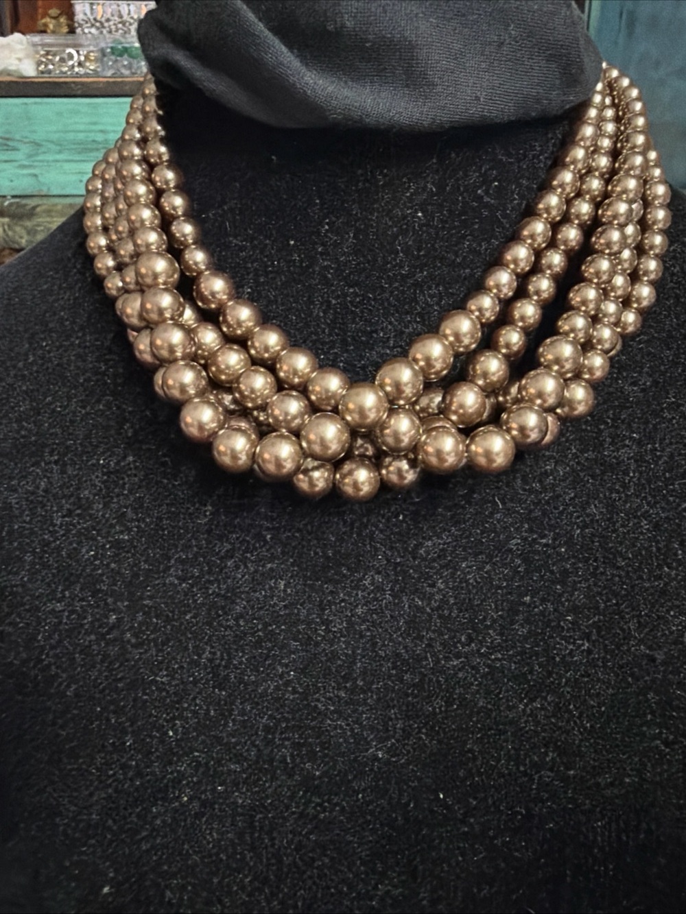 Lia Sophia Cafe au Lait -Strand Bronze Bead Necklace 18”